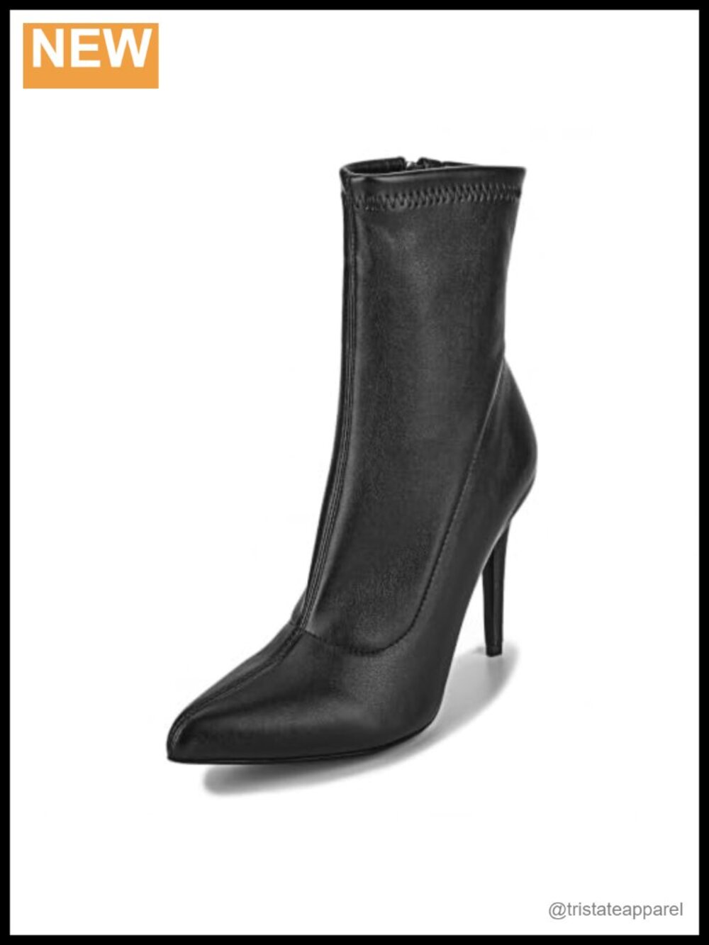 Pointed Toe Stiletto Heel Ankle Boots Side Zipper Booties
